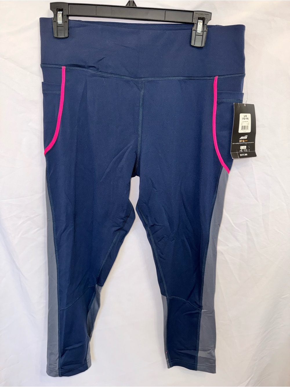 Avia Navy Capri Leggings with Bright Pink Trim